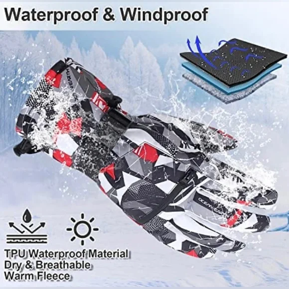 NWT Winter Gloves for Men Women with Wrist Leashes, multiple colors available!